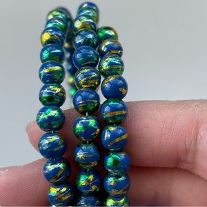 Dazzling Blue Yellow Green Striped Spiral Bangle
